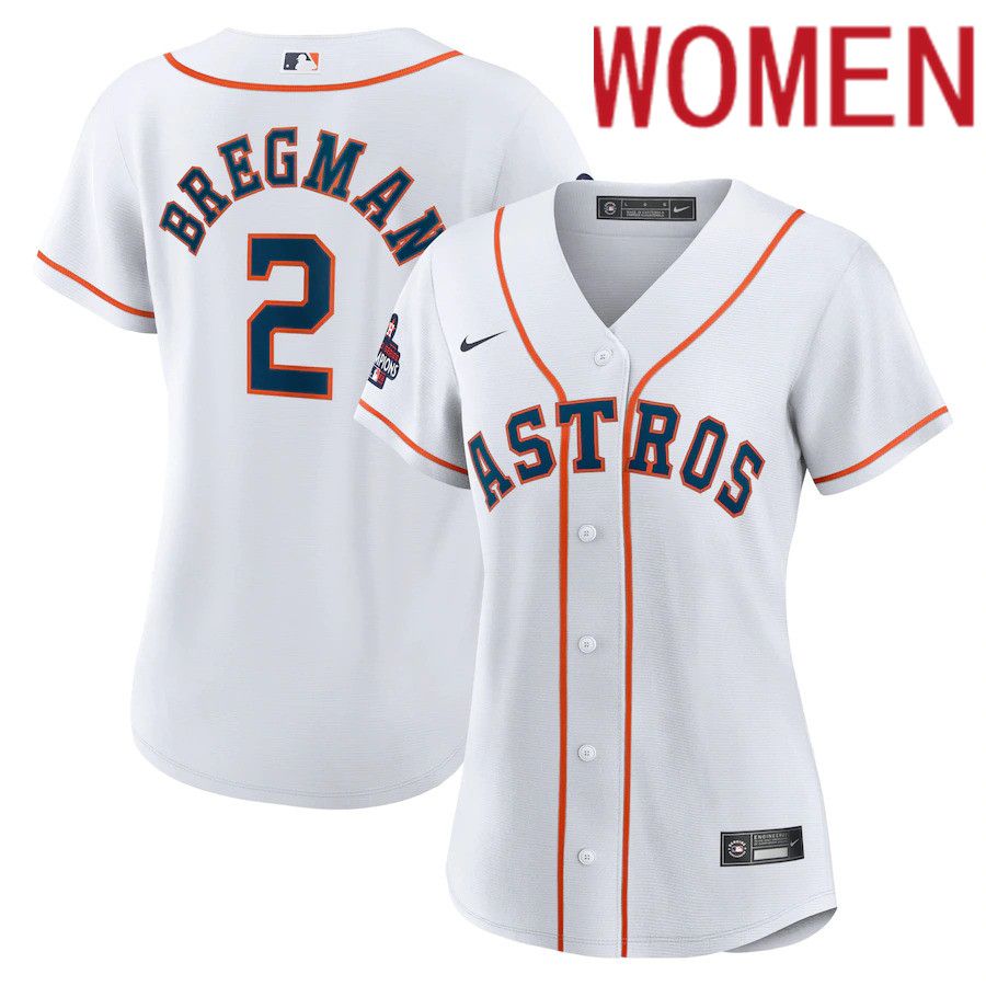 Women Houston Astros 2 Alex Bregman Nike White 2022 World Series Champions Home Replica MLB Jersey